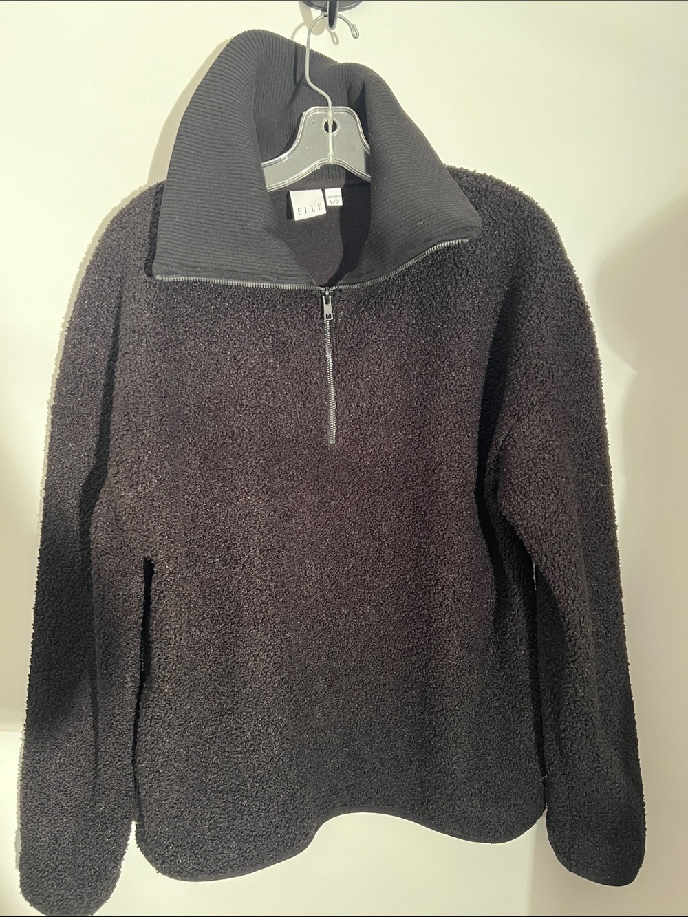 Elle Black Sherpa Half-Zip Pullover